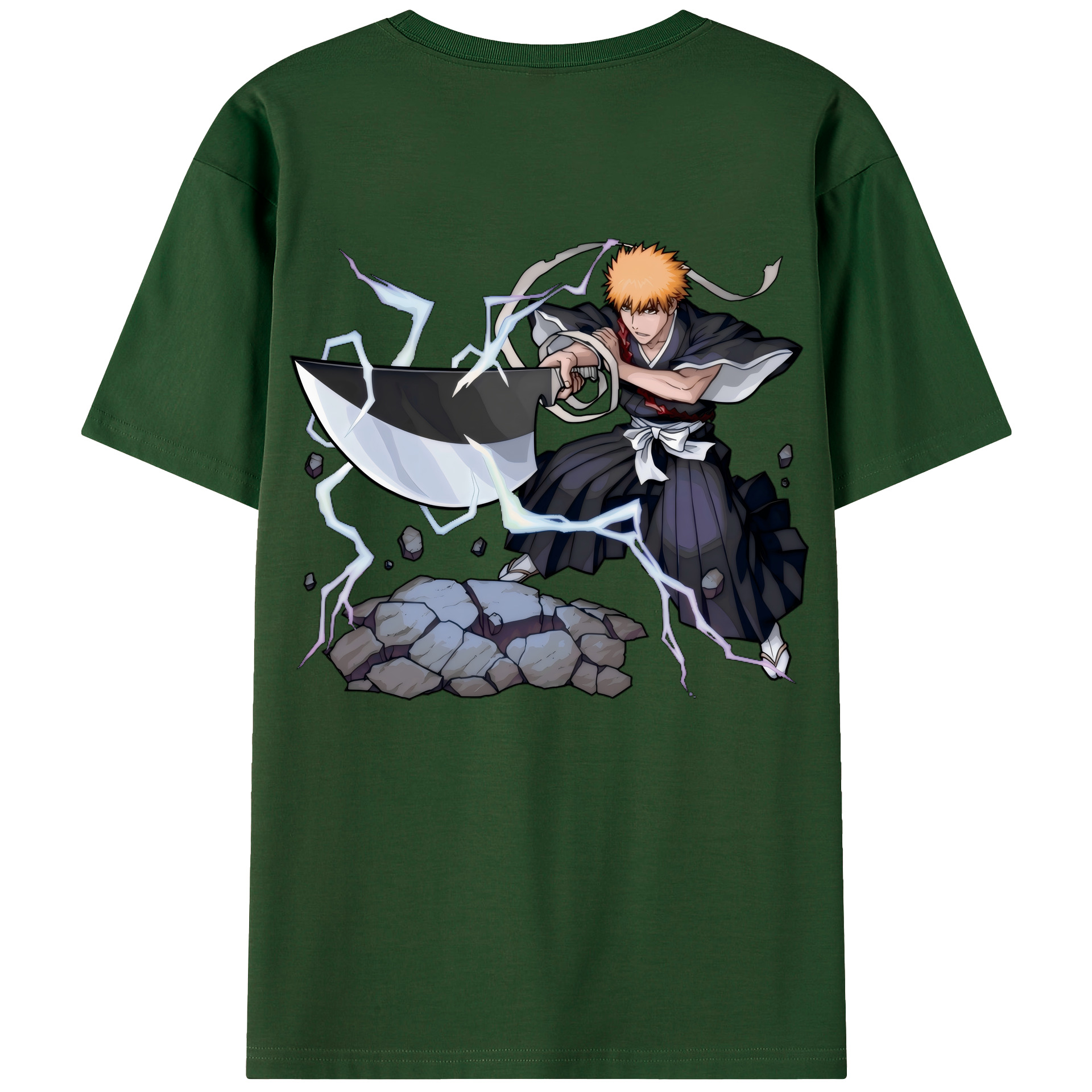 （画像用） ブリーチ 黒崎一護（くろさき いちご）BLEACH Kurosaki Ichigo 綿100％半袖Tシャツ（背面プリント）